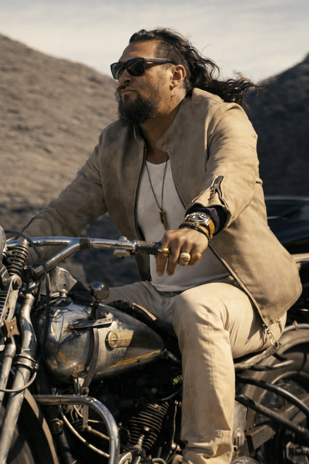 Wrecking Crew Jason Momoa Beige Leather Jacket - Image 1